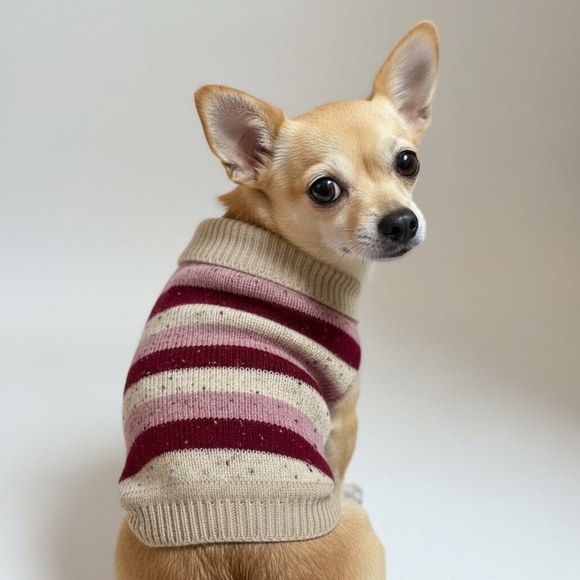 Tiny Striped Confetti Knit Dog Sweater - Picture 1 of 6
